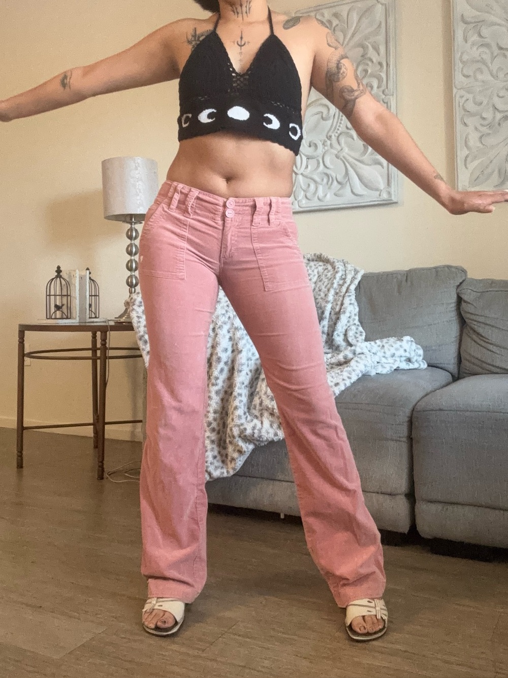 Pink Mid-Rise Corduroy Flare Pants🌸